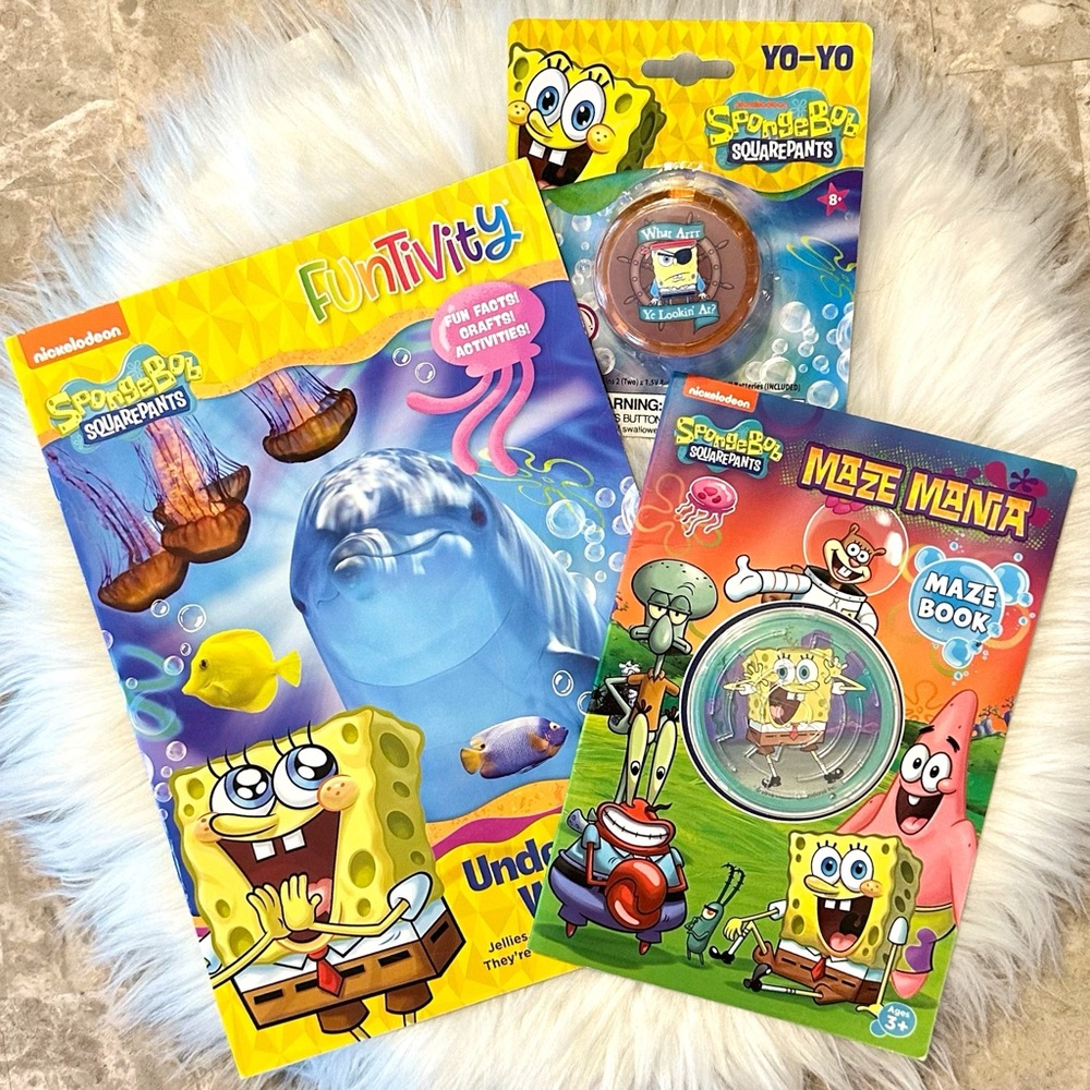 SpongeBob SquarePants Funtivity Book, Light Up Yoyo, & Maze Book Lot